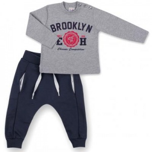 Набор детской одежды Breeze кофта и брюки серый меланж " Brooklyn" (7882-80B-gray)