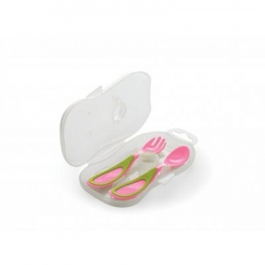Набор детской посуды Nuvita розовый, вилочка и ложечка в кейсе (NV1407Pink)
