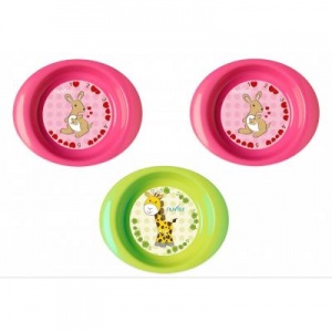 Набор детской посуды Nuvita тарелочки 6м+ 3шт. глубокие розовые и салатовая (NV1422Pink)