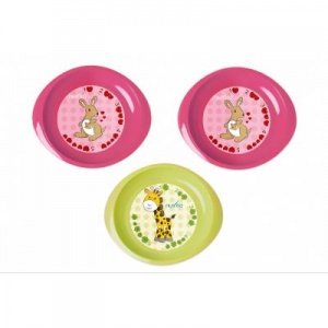 Набор детской посуды Nuvita тарелочки 6м+ 3шт. мелкие розовые и салатовая (NV1428Pink)