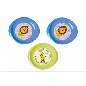 Набор детской посуды Nuvita тарелочки 6м+ 3шт. мелкие синие и салатовая (NV1428Blue)