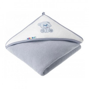 Полотенце для купания Akuku с капюшоном Мишка 100x100 см серый (A1258)