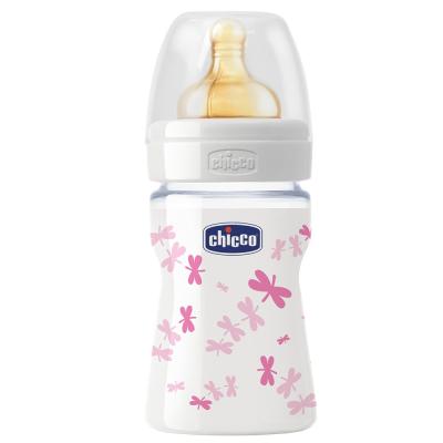 Бутылочка для кормления Chicco стеклянная 150 мл с латексной соской для девочек 0 мес+ (70810.11)
