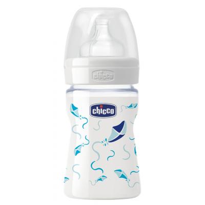 Бутылочка для кормления Chicco стеклянная 150 мл с силиконовой соской для мальчиков 0 мес+ (70811.21)