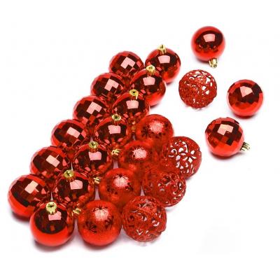 Елочная игрушка ColorWay Merry Christmas mix 24 шт (6 см) RED (CW-MCB624RED)