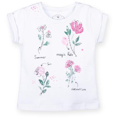Футболка детская Haknur с цветочками и бусинками (5699-86G-white)