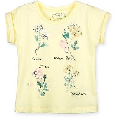Футболка детская Haknur с цветочками и бусинками (5699--92G-yellow)
