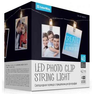 Гирлянда ColorWay Светодиодная с прищепками для фото 40 LED/4.2M USB (CW-LCP-40L42BU)
