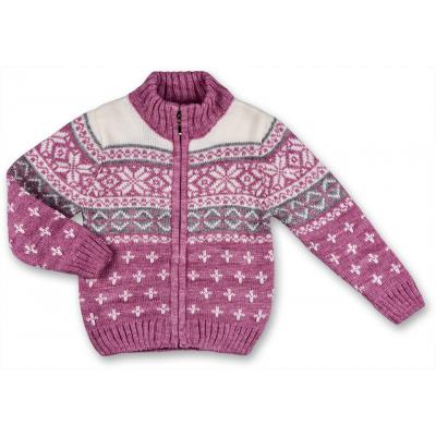 Кофта Tossy вязаная на молнии розовая с орнаментом (339-98G-pink)