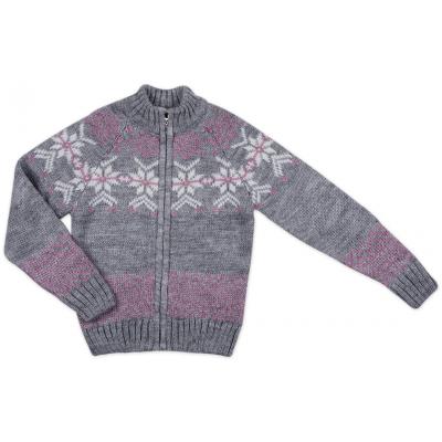 Кофта Tossy вязаная на молнии серая с орнаментом (326-98G-gray)
