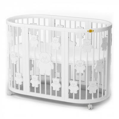 Кроватка Ingvart SMART BED ROUND с мишками белый (1369003)