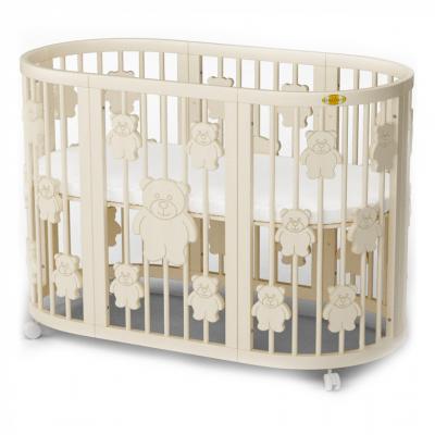 Кроватка Ingvart SMART BED ROUND с мишками сл. кость (1361015)