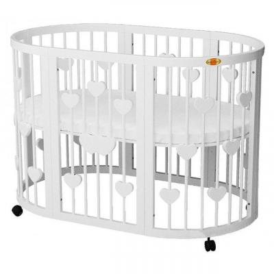 Кроватка Ingvart SMART BED ROUND с сердечками белый (1349003)