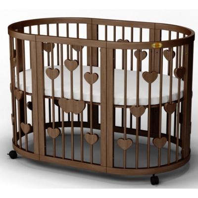 Кроватка Ingvart SMART BED ROUND с сердечками шоколад (1341361)
