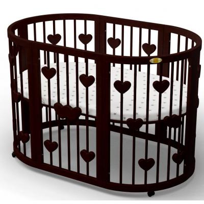 Кроватка Ingvart SMART BED ROUND с сердечками венге (1341401)
