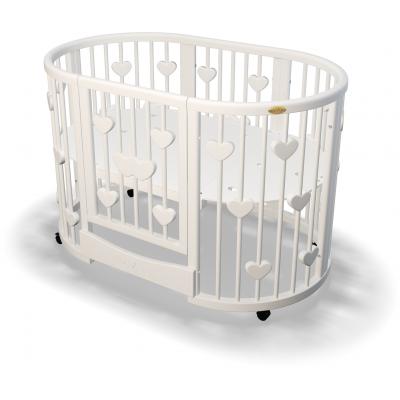 Кроватка Ingvart Smartbed Plus с сердцами молочный (4349001)
