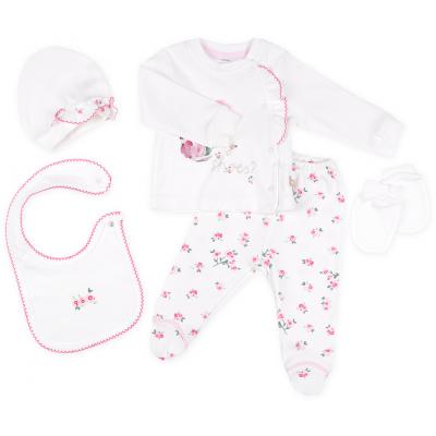 Набор детской одежды Bibaby 5 шт для девочек, с цветочками кремовый-розовый (62038-0-3m/G-beige and pink)