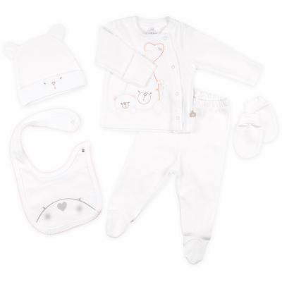 Набор детской одежды Bibaby 5 шт для девочек,с мишкой кремовый-коралловый (62036-0-3m/G-beige and coral)