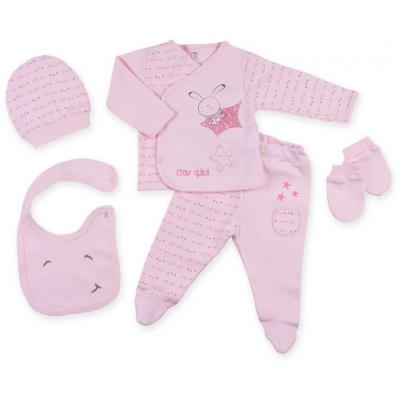 Набор детской одежды Bibaby 5 шт для девочек, с зайчиком розовый (62051-0-3m/G-pink)