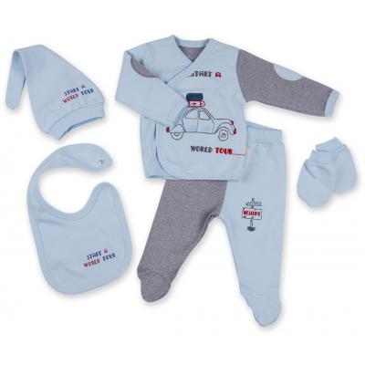 Набор детской одежды Bibaby 5 шт для мальчиков, с машинкой голубой (62052-0-3mm/B-blue)
