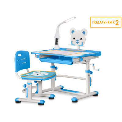 Парта зі стільцем Evo-kids BD-04 B XL Teddy + лампа