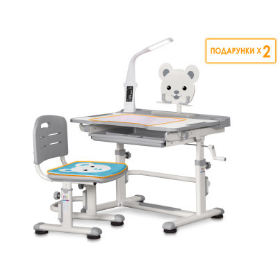 Парта зі стільцем Evo-kids BD-04 G XL Teddy + лампа