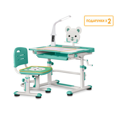 Парта зі стільцем Evo-kids BD-04 Z XL Teddy + лампа