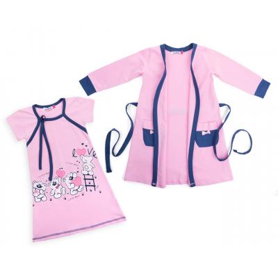 Пижама Matilda и халат с мишками "Love" (7445-176G-pink)