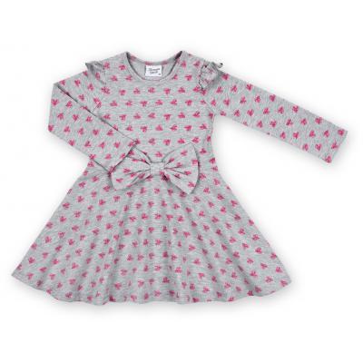 Платье Breeze с бантом и сердечками (8719-116G-gray)