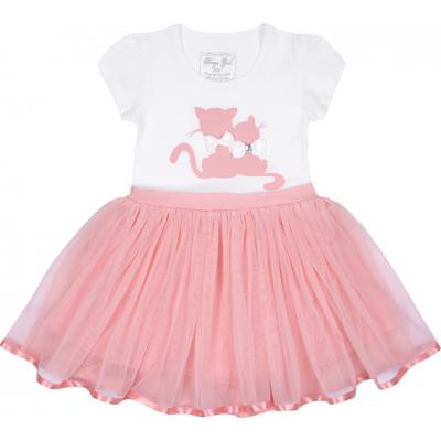 Платье Breeze с котиками и фатиновой юбкой (8876-92G-cream-peach)