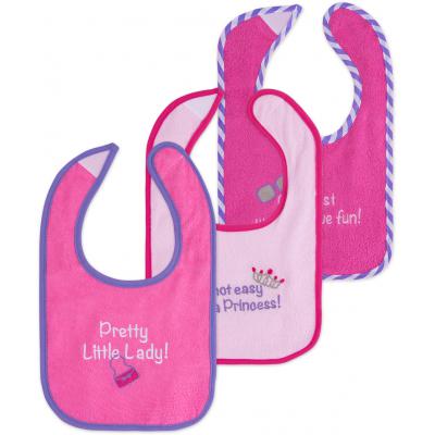 Слюнявчик Luvable Friends 3 шт с надписями, розовый (2162 F)
