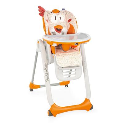 Стульчик для кормления Chicco Polly 2 Start 4-х колесный оранжевый (79205.96)