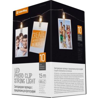 Украшение декоративное 10 LED, 1.5м, гирлянда с прищепками ColorWay (CW-LCP-10L15B)