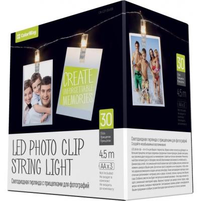 Украшение декоративное 30 LED, 4.5м, гирлянда с прищепками ColorWay (CW-LCP-30L45B)