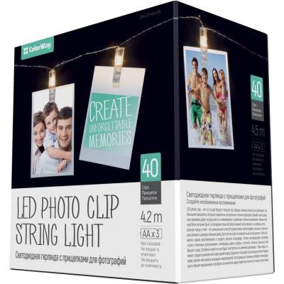 Украшение декоративное 40 LED, 4.2м, гирлянда с прищепками ColorWay (CW-LCP-40L42B)
