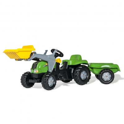 Веломобиль Rolly Toys Трактор с прицепом и ковшом rollyKid-X зелено-желтый (023134)