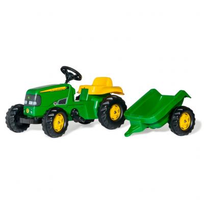 Веломобиль Rolly Toys Трактор с прицепом rollyKid John Deere зелено-желтый (012190)