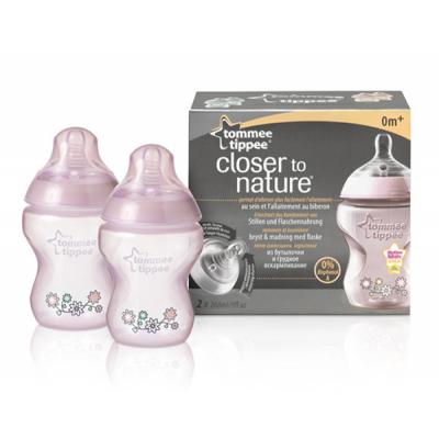 Бутылочка для кормления Tommee Tippee розовая 260 мл 2 шт (42252181-2/42252141-2)