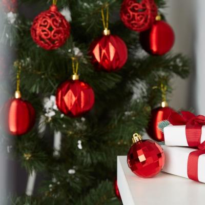 Елочная игрушка ColorWay Merry Christmas mix 24 шт (6 см) RED (CW-MCB624RED)