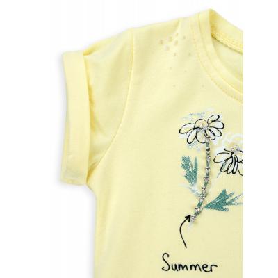 Футболка детская Haknur с цветочками и бусинками (5699--104G-yellow)
