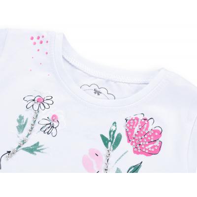 Футболка детская Haknur с цветочками и бусинками (5699-86G-white)