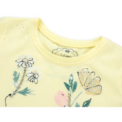 Футболка детская Haknur с цветочками и бусинками (5699--92G-yellow)