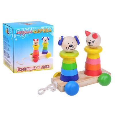 Каталка Мир деревянных игрушек Кот и собака (Д353)