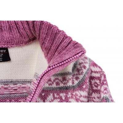 Кофта Tossy вязаная на молнии розовая с орнаментом (339-98G-pink)