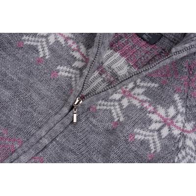 Кофта Tossy вязаная на молнии серая с орнаментом (326-92G-gray)