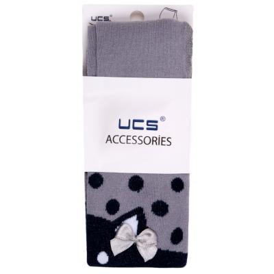 Колготки UCS SOCKS для девочек праздничные с бантиком серые (M0C0302-0899-0-3m/G-gray)