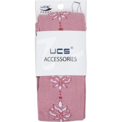 Колготки UCS SOCKS с розовыми цветочками по бокам (M0C0301-0876-3G-dark-pink)