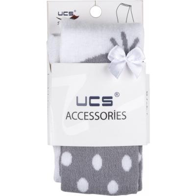 Колготки UCS SOCKS в горошек с бантиком (M0C0302-0899-NBG-white-grey)