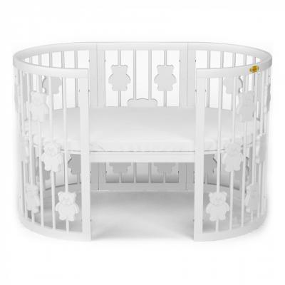 Кроватка Ingvart SMART BED ROUND с мишками белый (1369003)