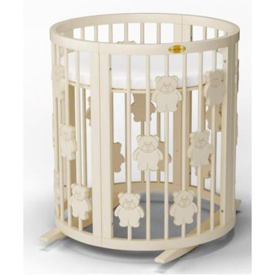 Кроватка Ingvart SMART BED ROUND с мишками молочный (1369001)